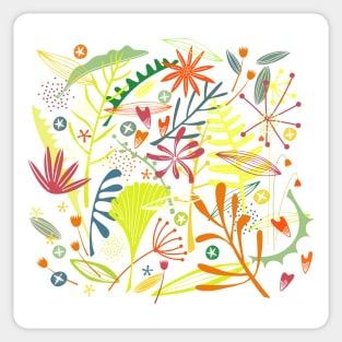 Tropical Leaves and Flowers Art Sticker